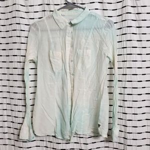 Guess See Through Blue Dyed Button Up